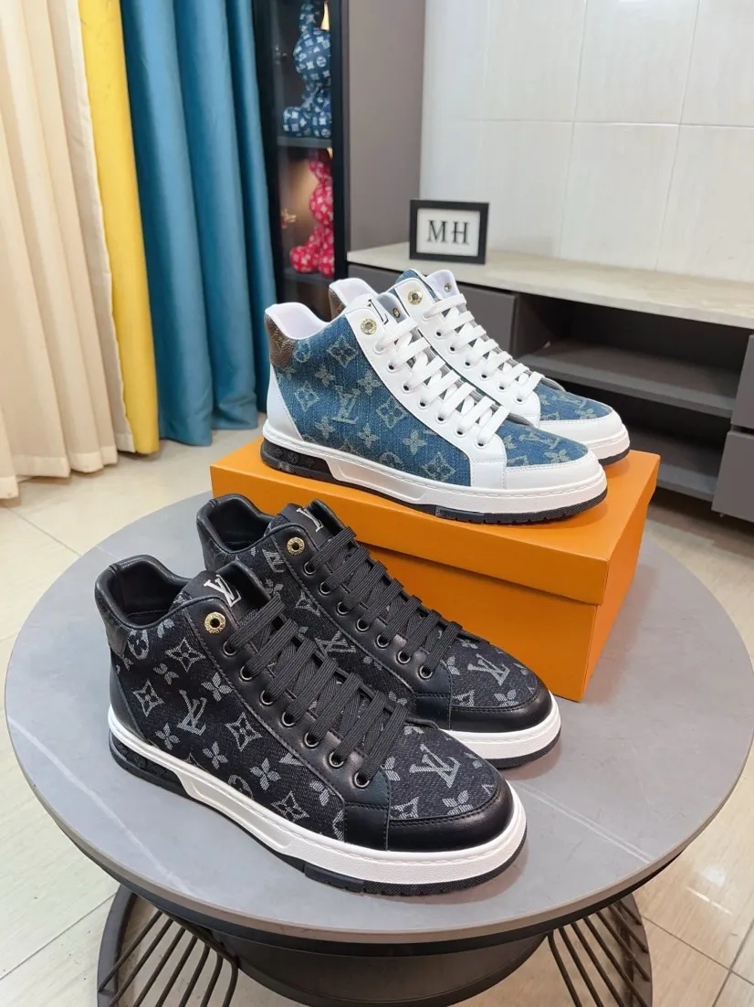Men's shoes💰420🌹🌹[LV] The latest masterpiece of high-top men's shoes: the upper is made of first-layer cowhide imported from Italy with special materials➕full genuine leather lining🔥, making walking more convenient and comfortable! Exclusive new style, stunning work [color]! Create a fashionable personality to set off your uniqueness! A must-have for trendy men! Classic🔥Number: 38-44